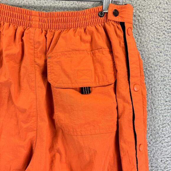 Vtg Structure Snap Leg Track Pants Mens Large Orange Nylon Jersey Lined 90s - Picture 6 of 9